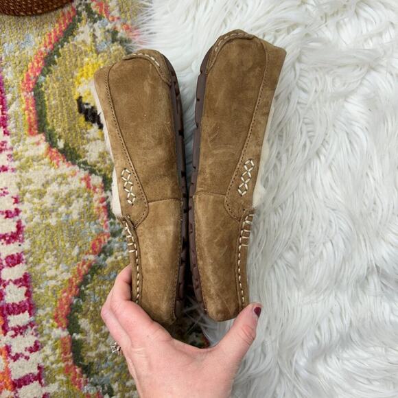 UGG Fleece Lined Slip On Suede Ansley Slipper Loafer Chestnut 6 Style 3312 - Picture 6 of 11